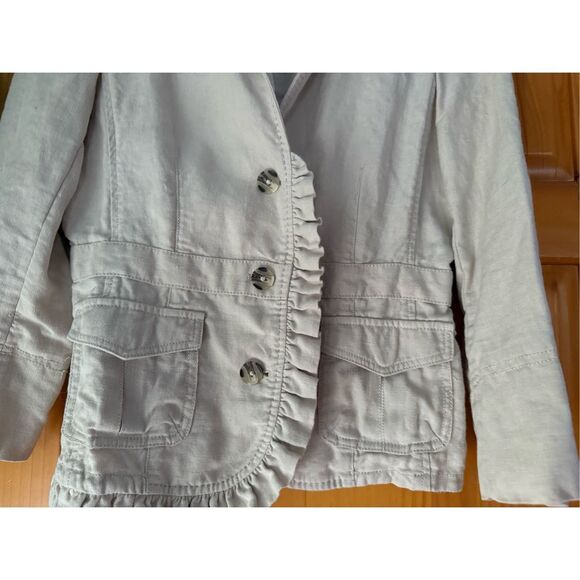 Hei Hei Anthropologie Women's Tan Brown 100% Linen Landmarks Jacket Size 6 - Picture 4 of 10